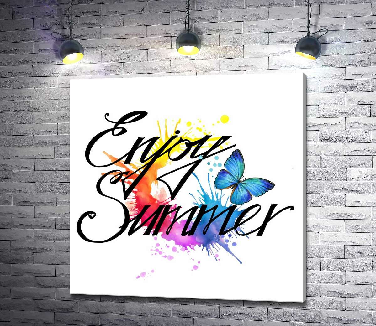 

Картина ArtPoster Голубая бабочка летает среди надписи "enjoy summer" 100x100 см Модуль №1