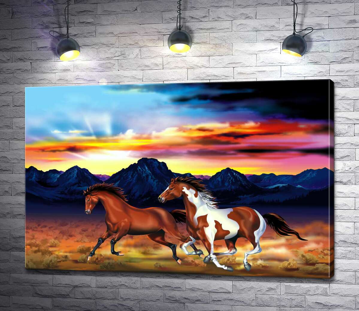

Картина ArtPoster Дикие кони скачут по горной долине 130x86 см Модуль №1