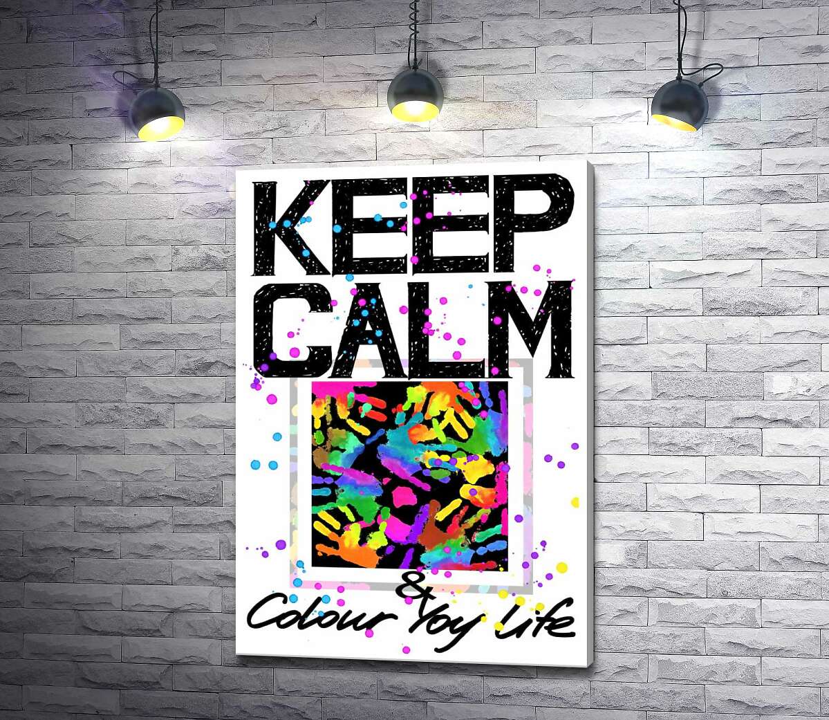 

Картина ArtPoster Картина с ладоней среди надписи "keep calm and colour your life" 50x73 см Модуль №1
