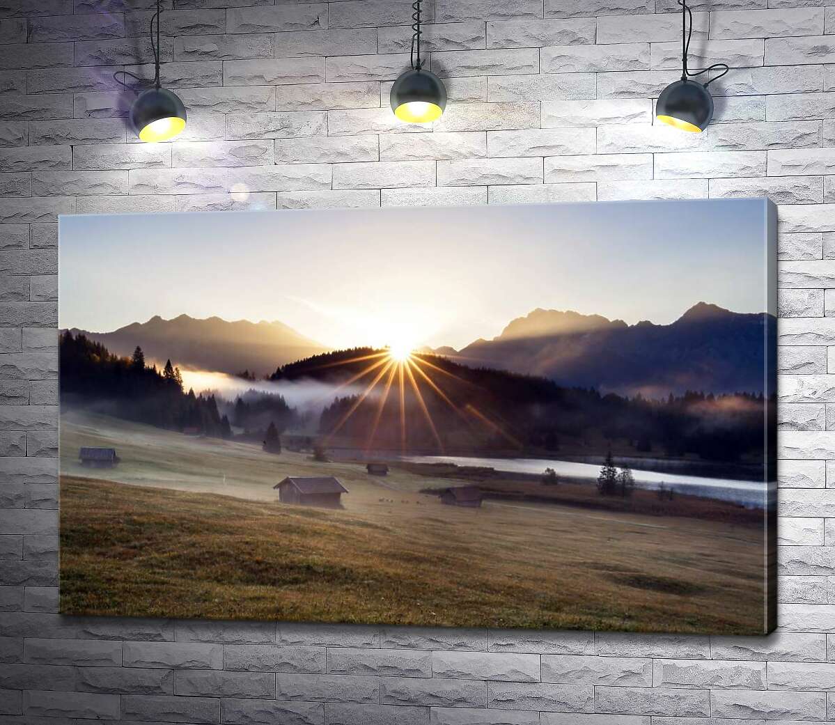 

Картина ArtPoster Лучи солнца рассеивают утренний туман над горной долиной 130x82 см Модуль №1