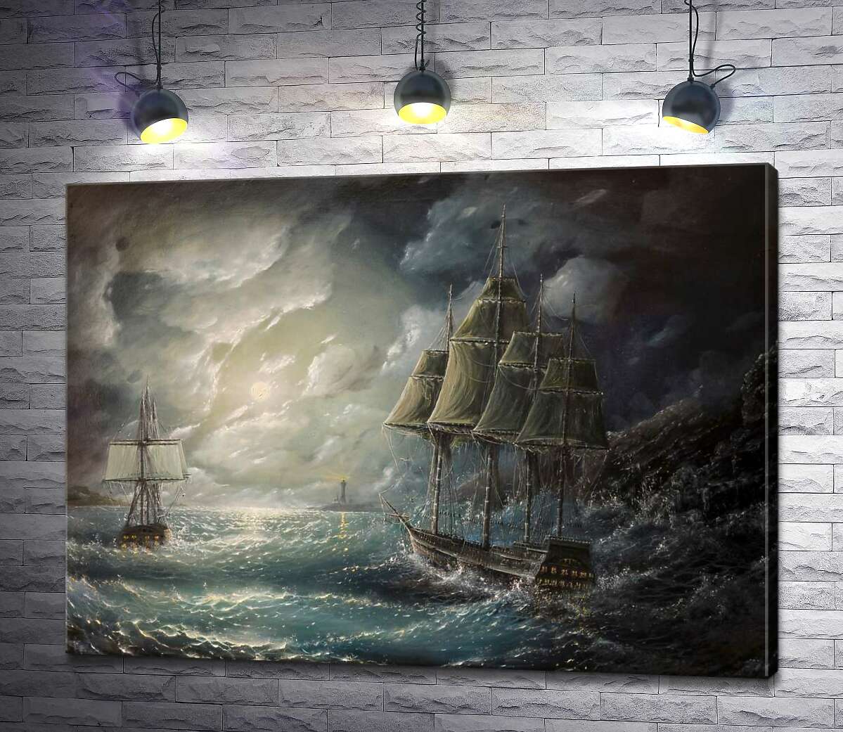 

Картина ArtPoster Корабли во власти ночного шторма 130x96 см Модуль №1