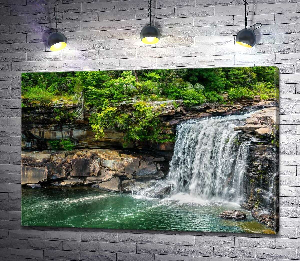 

Картина ArtPoster Летняя зелень буйствует на скалах у водопада Литл-Фолс (Little Falls) 130x87 см Модуль №1