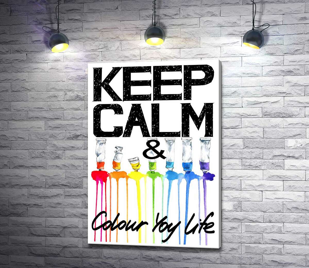 

Картина ArtPoster Краска вытекает из ярких тюбиков на надписи "keep calm and colour your life" 100x146 см Модуль №1