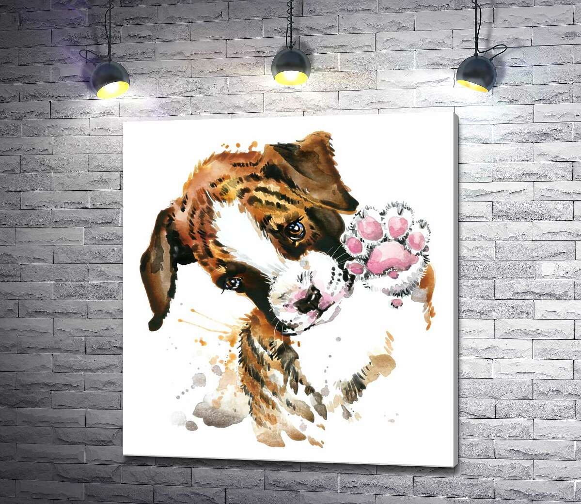 

Картина ArtPoster Маленький щенок протягивает розовую лапку 130x142 см Модуль №1