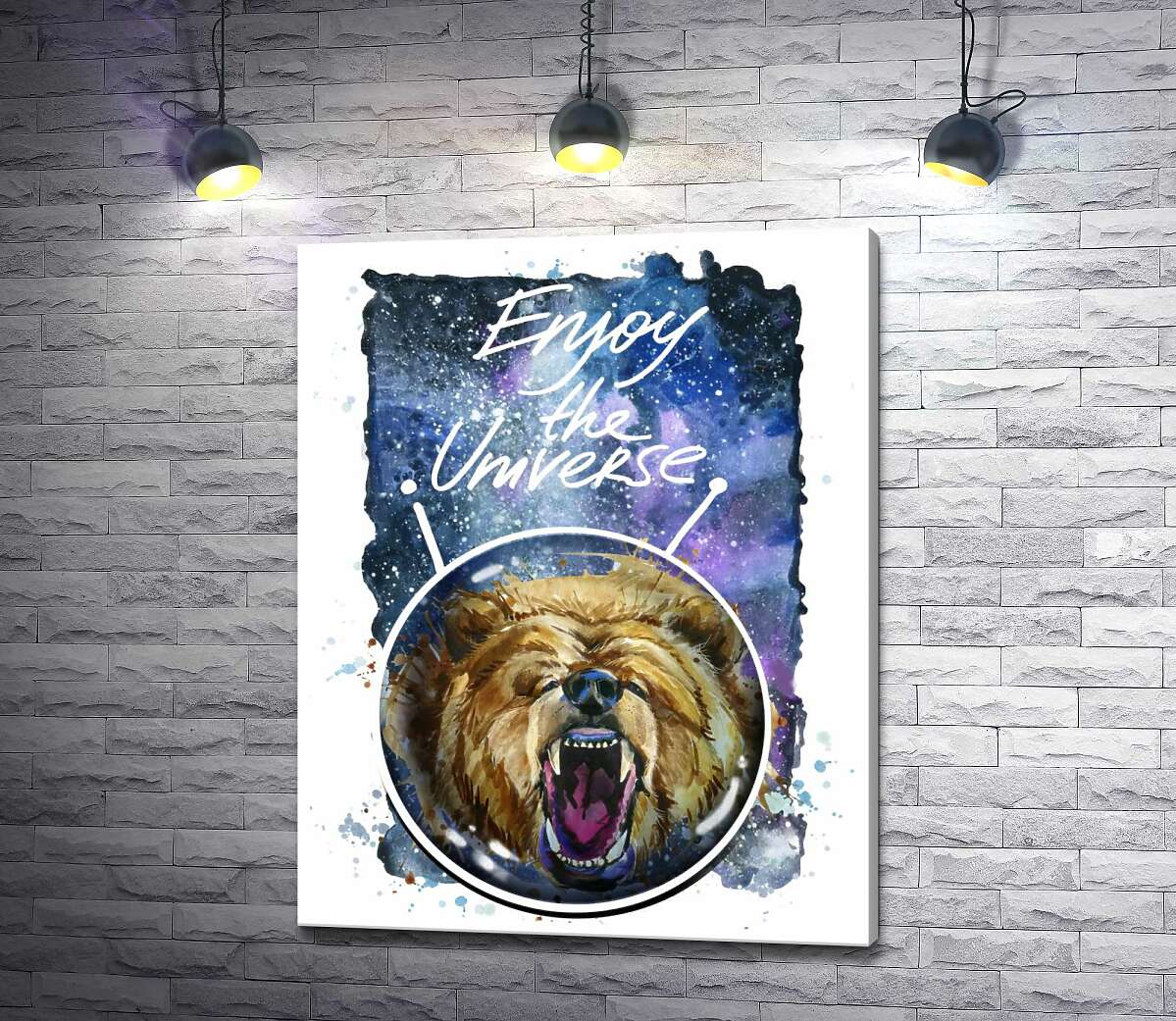

Картина ArtPoster Медведь в шлеме космонавта с надписью "Enjoy the Universe" 100x128 см Модуль №1