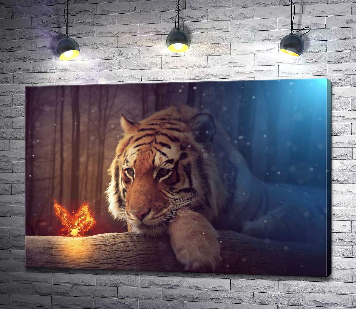 

Картина ArtPoster Могучий тигр наблюдает за огненной бабочкой 100x67 см Модуль №1