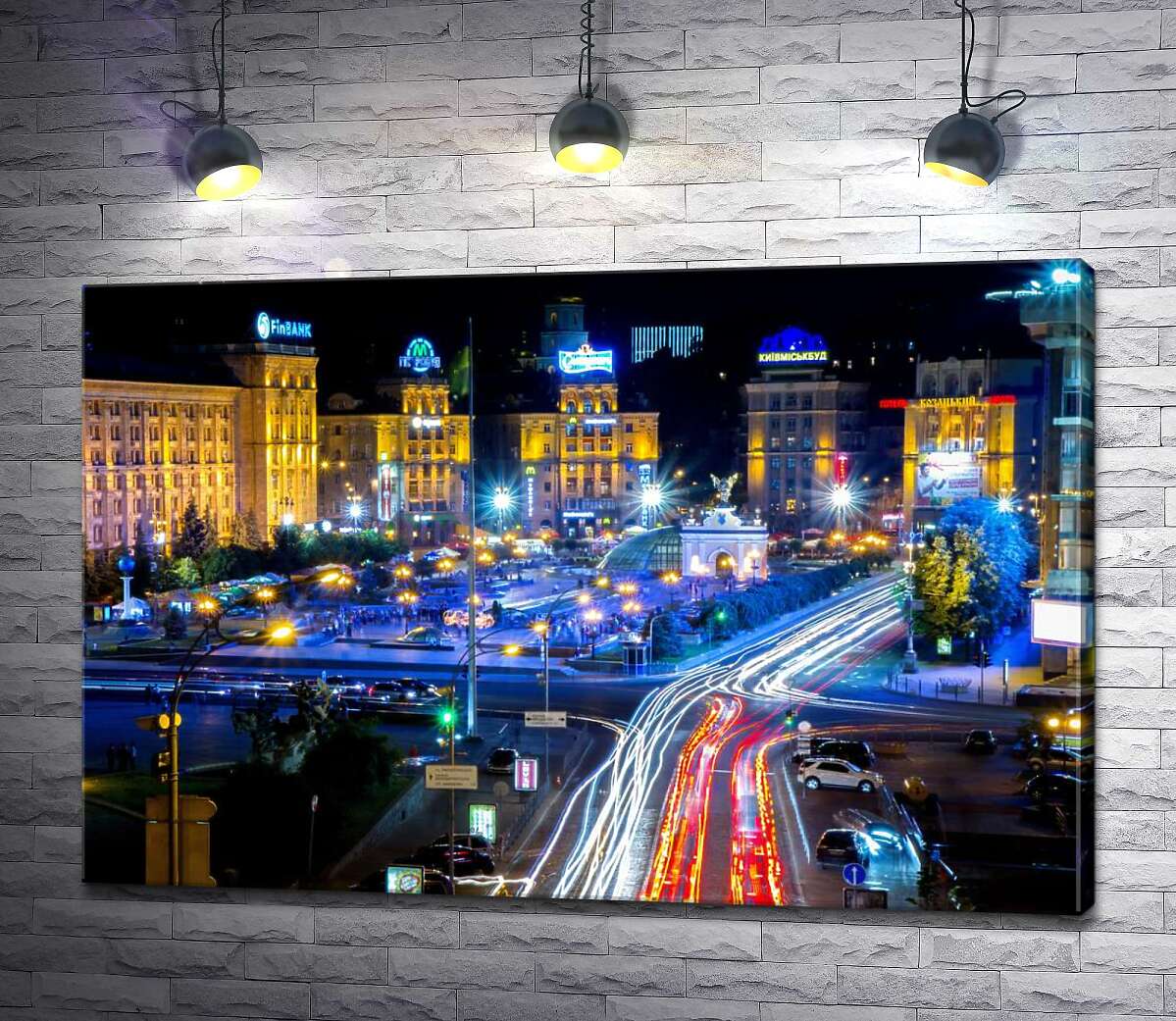

Картина ArtPoster Ночной центр Киева бурлит жизнью 130x87 см Модуль №1
