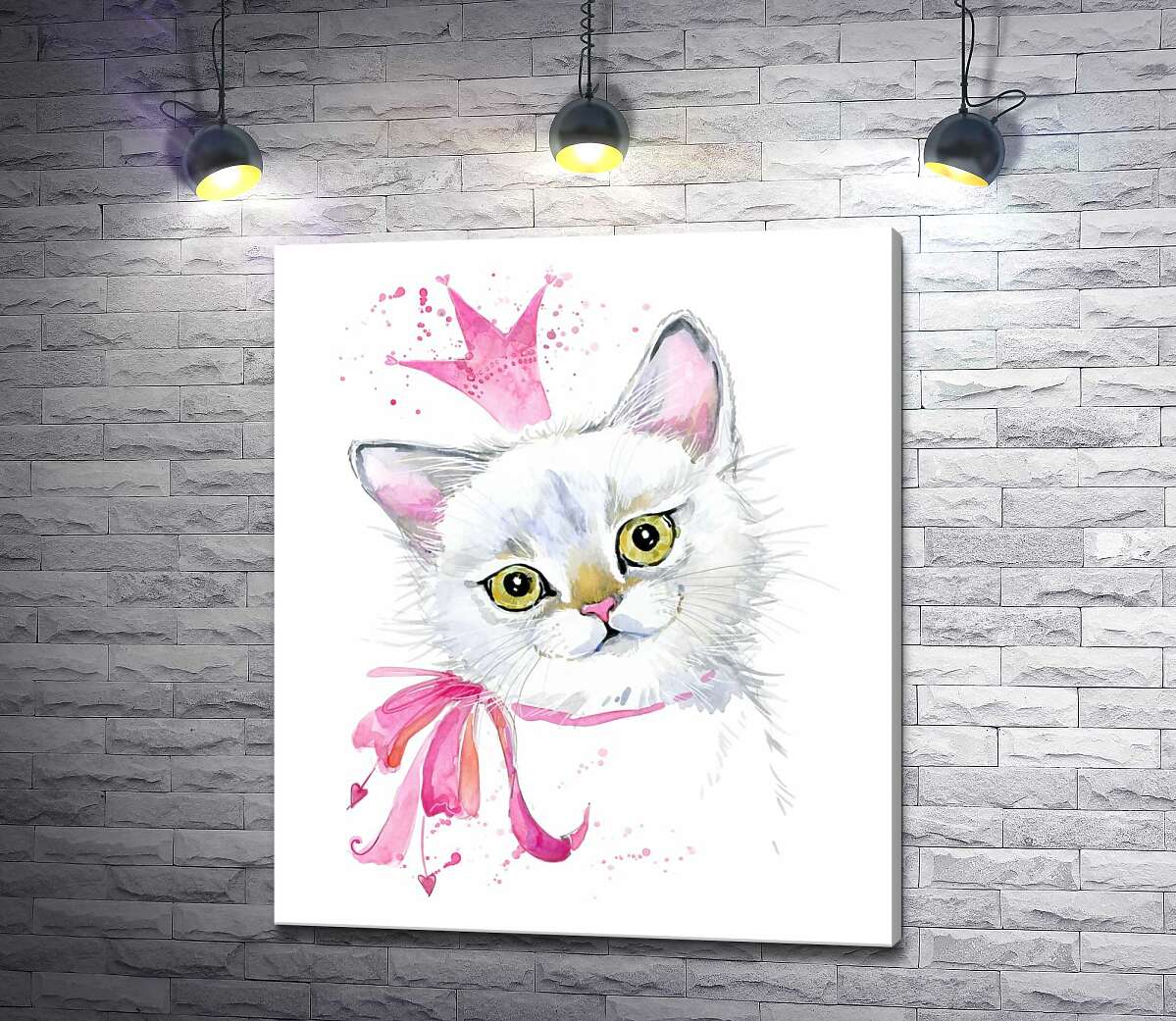

Картина ArtPoster Нежная кошечка с розовым бантиком и короной 100x118 см Модуль №1