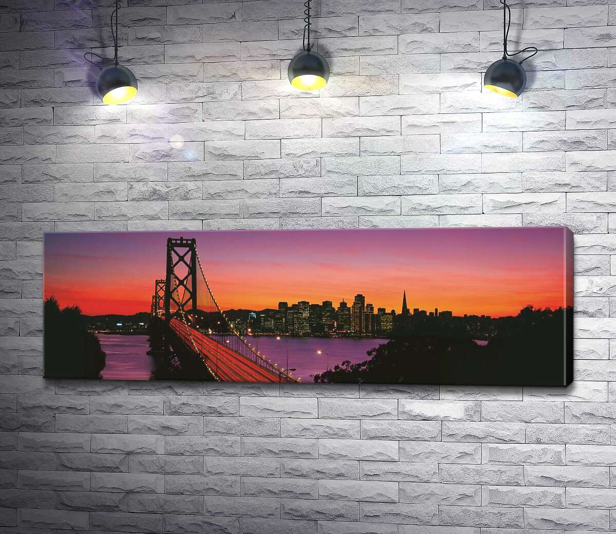 

Картина ArtPoster Мост Бэй-Бридж (Bay Bridge) ведет к вечернему Сан-Франциско 130x42 см Модуль №1