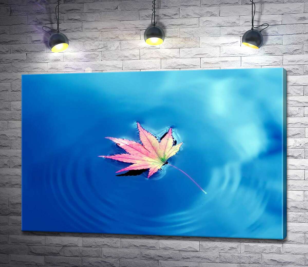 

Картина ArtPoster Осенний лист плавает на небесно голубой воде 100x67 см Модуль №1