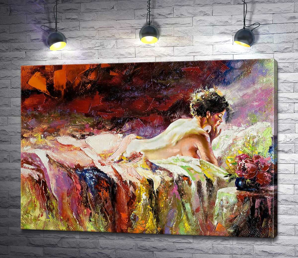

Картина ArtPoster Обнаженный силуэт женщины, что лежит в постели 100x72 см Модуль №1