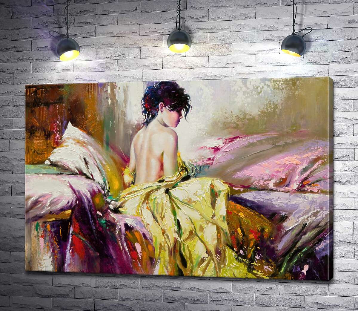 

Картина ArtPoster Профиль обнаженной девушки среди подушек в постели 100x68 см Модуль №1