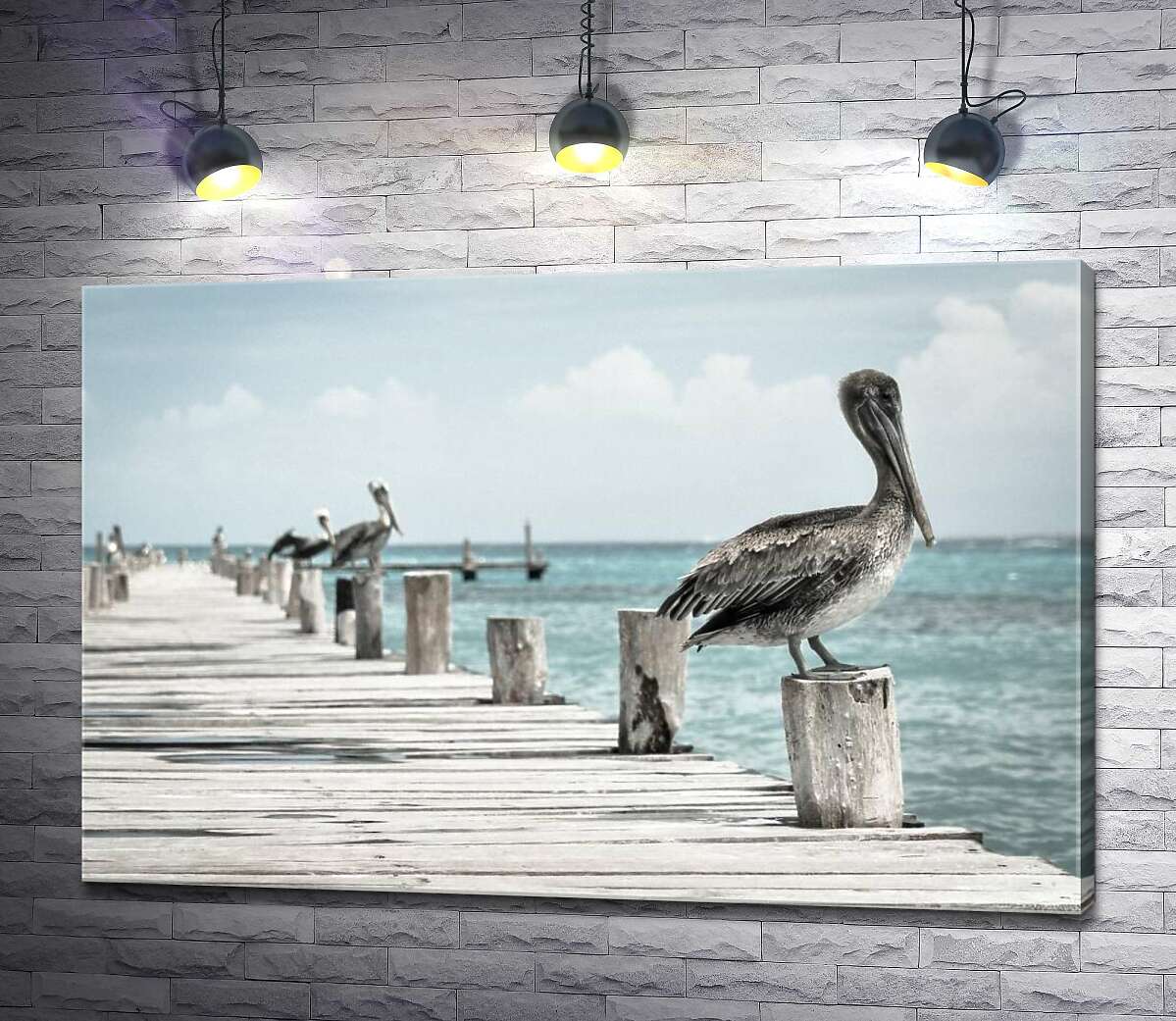 

Картина ArtPoster Пастельное величие пеликанов на пирсе 100x66 см Модуль №1