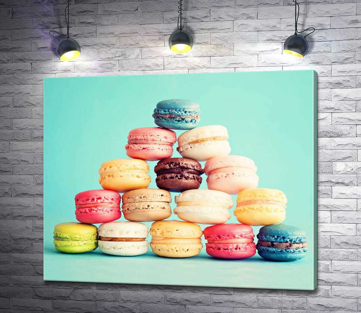 

Картина ArtPoster Пастельная пирамида из миндальных макарон с воздушной кремовой серединкой 130x108 см Модуль №1