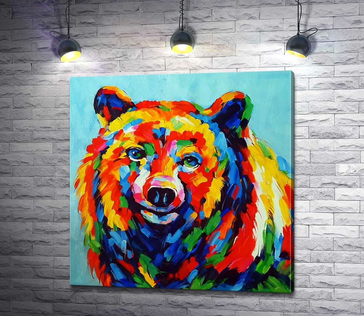 

Картина ArtPoster Цветной медведь внимательно наблюдает 130x133 см Модуль №1