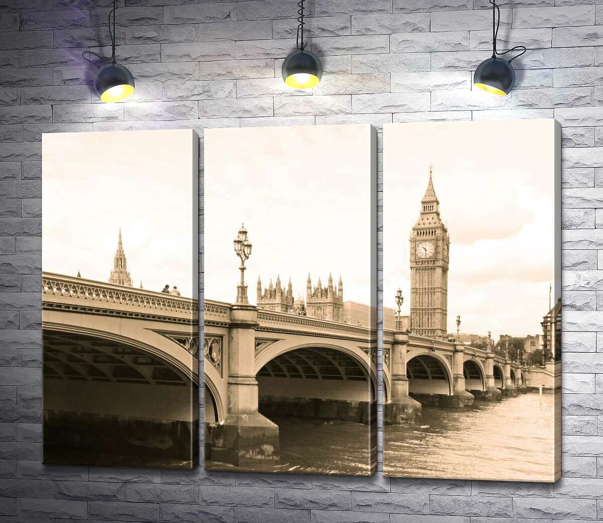 

Модульная картина ArtPoster Башня Биг-Бен (Big Ben) виднеется из-за Вестминтерского моста (Westminster Bridge) 132x98 см Модуль №11