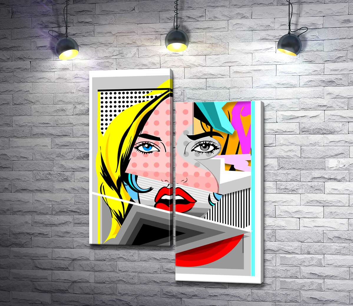 

Модульная картина ArtPoster Арт девушка среди геометрический фигур 130x174 см Модуль №5