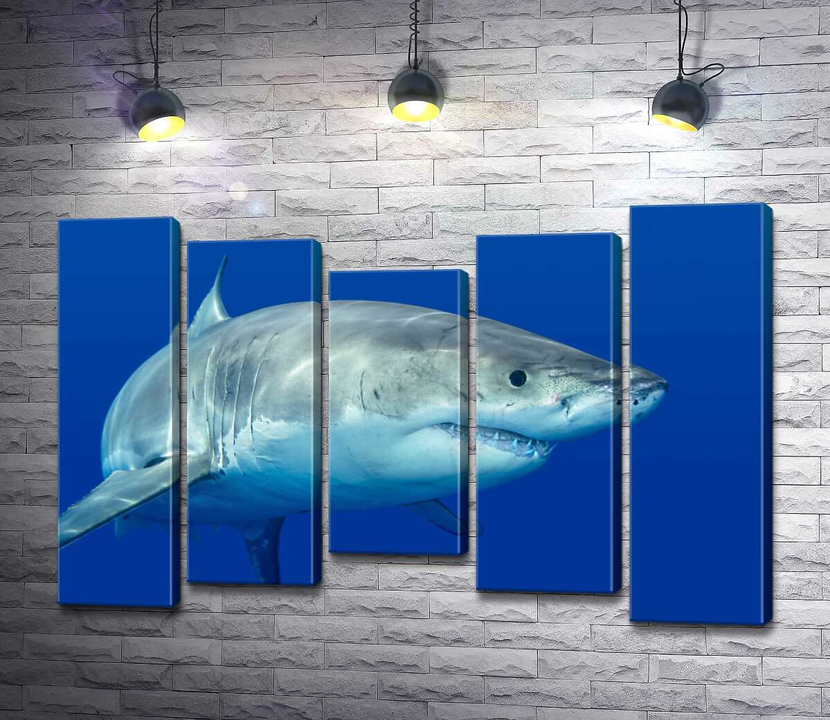 

Модульная картина ArtPoster Белая акула плавает в голубой воде 130x88 см Модуль №28