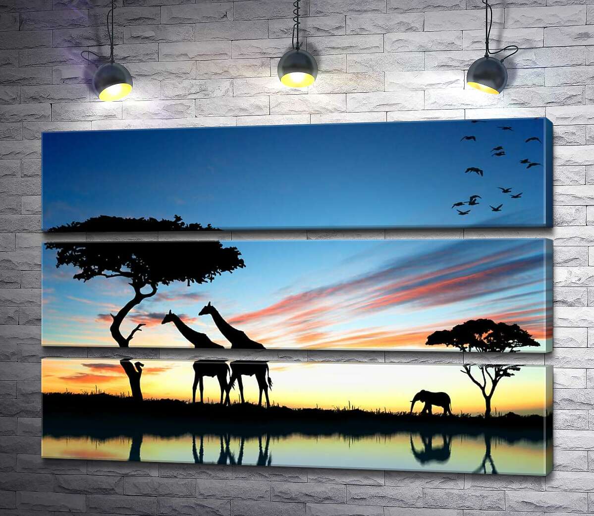 

Модульная картина ArtPoster Африканские животные прощаются с уходящим днем 130x87 см Модуль №13