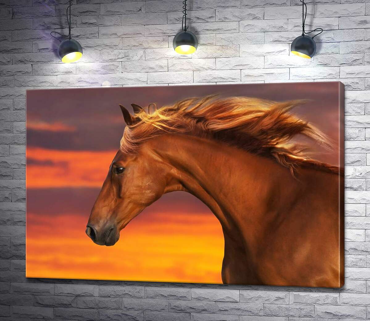 

Картина ArtPoster Рыжая грива гнедого коня развевается на ветру 130x87 см Модуль №1