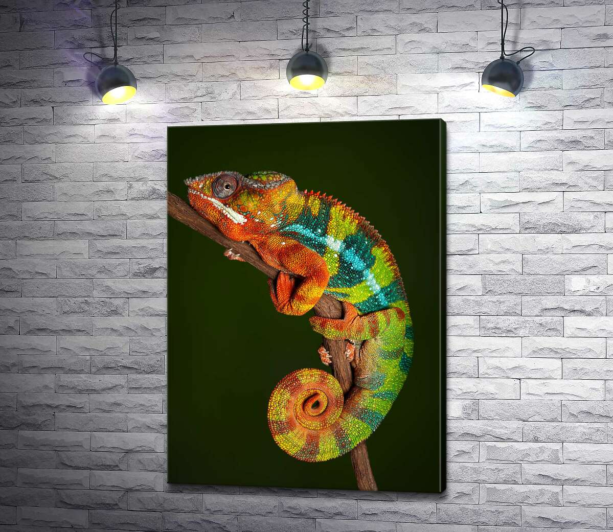 

Картина ArtPoster Яркий хамелеон в переливах оранжево-зеленых цветов 100x139 см Модуль №1