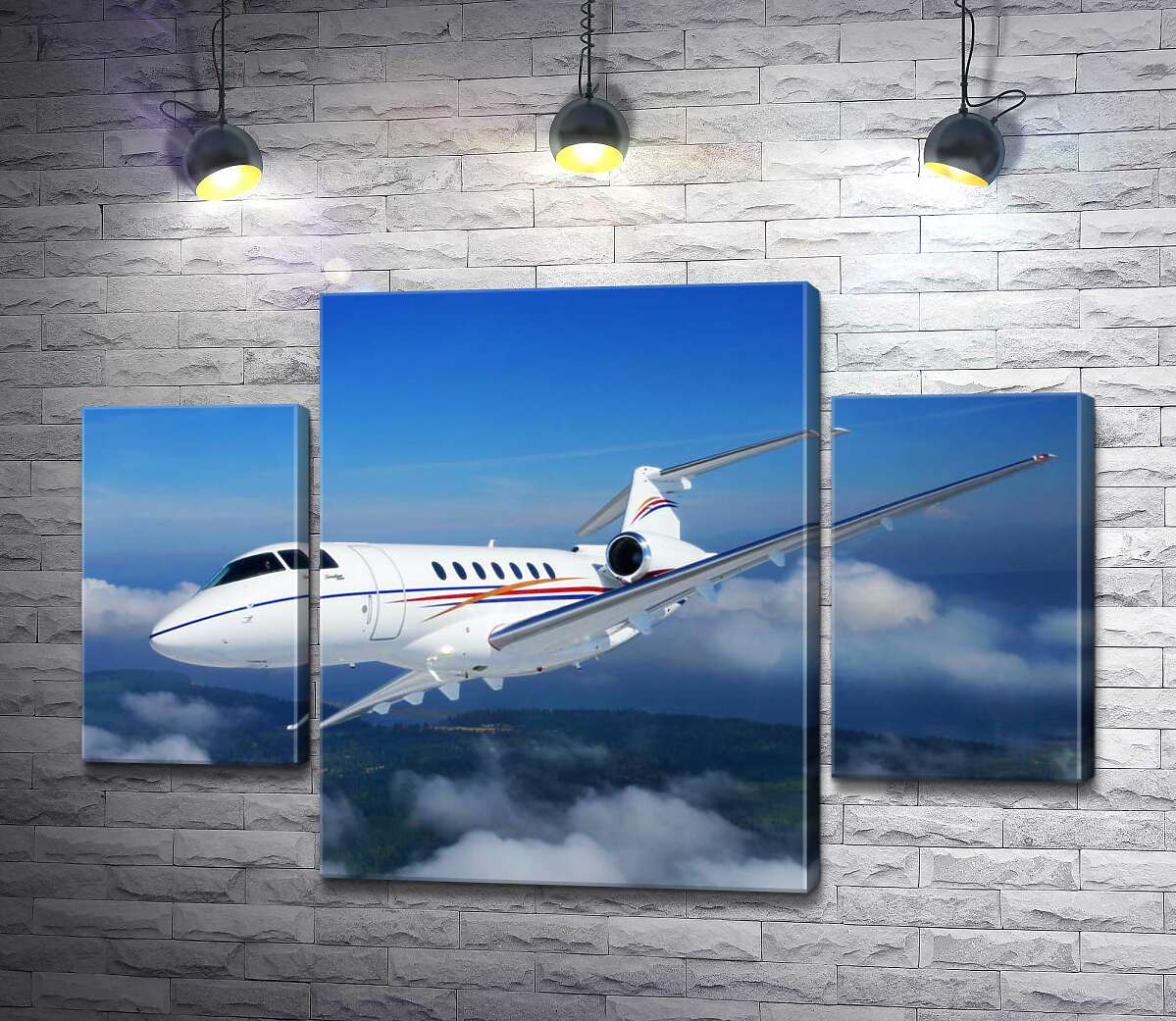 

Модульная картина ArtPoster Американский корпоративный самолет Hawker 400 поднялся в небо 131x89 см Модуль №7