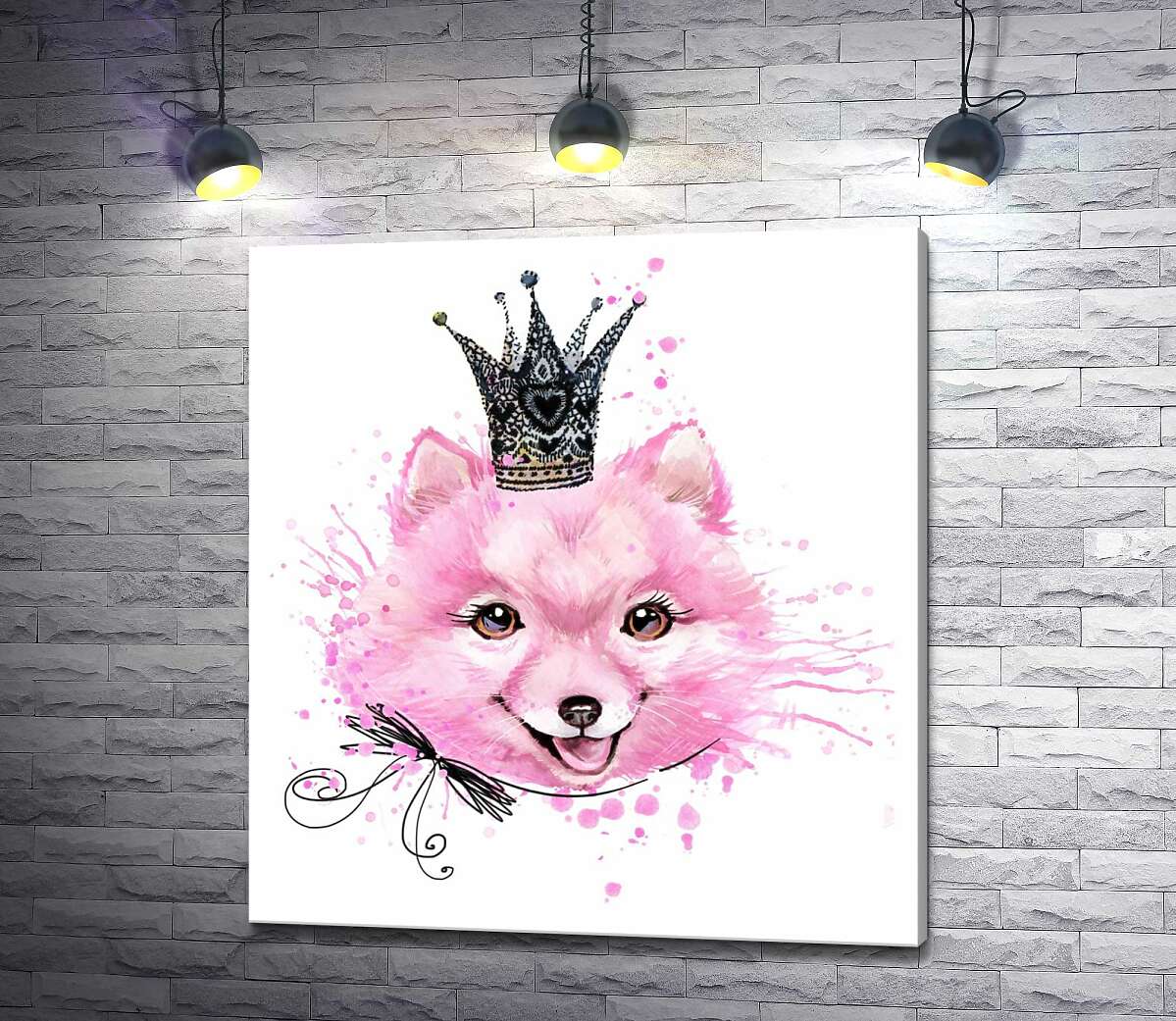 

Картина ArtPoster Розовая собака в ажурной короне 100x109 см Модуль №1