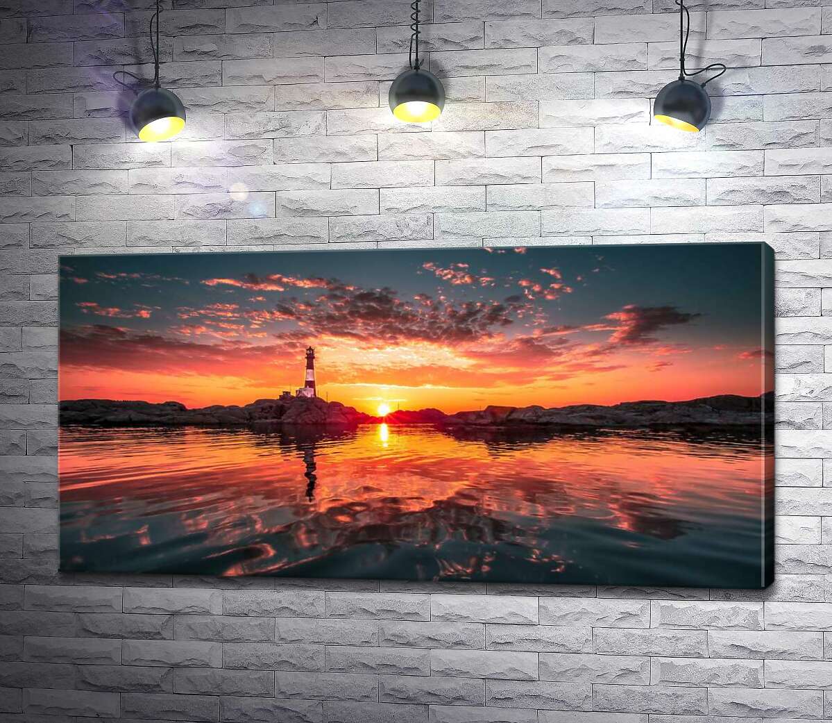 

Картина ArtPoster Силуэт маяка на скалистом берегу в оранжевом свете солнца 100x51 см Модуль №1