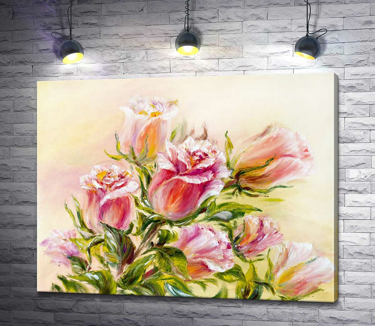 

Картина ArtPoster Стройные стебли в букете пастельно-розовых роз 100x78 см Модуль №1