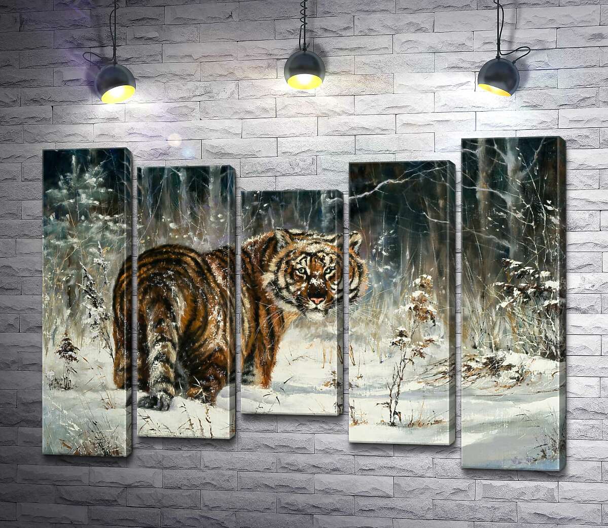 

Модульная картина ArtPoster Амурский тигр стоит на заснеженной лужайке 130x96 см Модуль №28