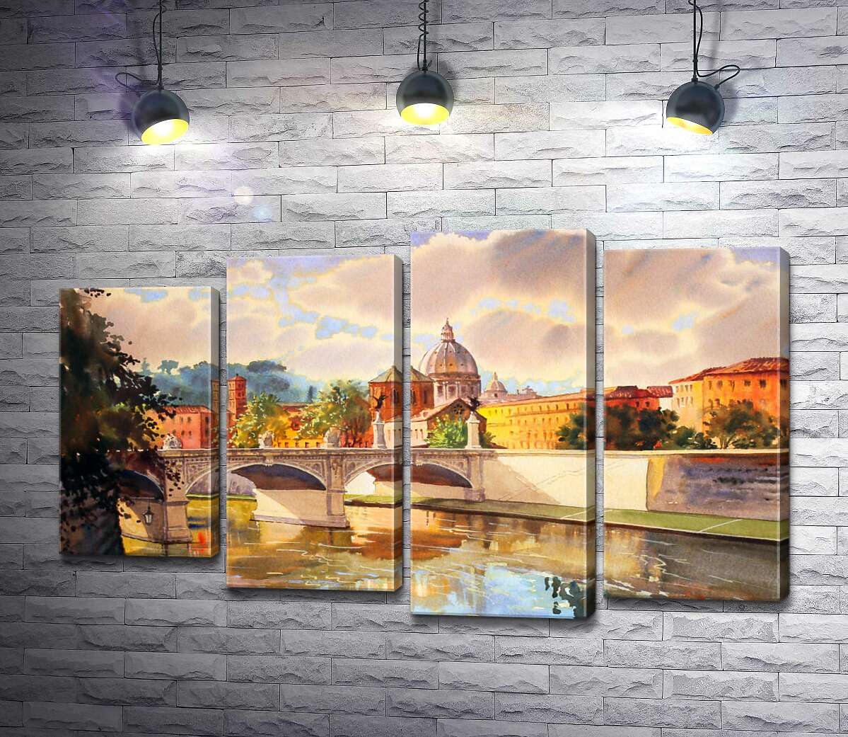 

Модульная картина ArtPoster Белоснежный мост святого Ангела (St. Angelo Bridge) над речкой Тибр 80x50 см Модуль №21