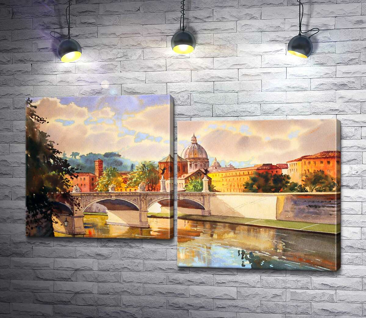 

Модульная картина ArtPoster Белоснежный мост святого Ангела (St. Angelo Bridge) над речкой Тибр 100x62 см Модуль №5