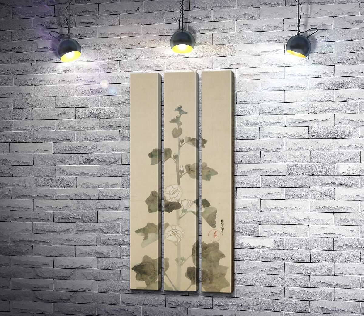 

Модульная картина ArtPoster Белые мальвы (White hollyhocks) – Огата Корин (Ogata Korin) 60x147 см Модуль №11