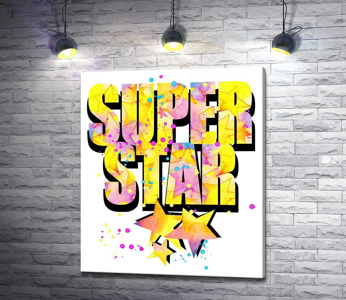 

Картина ArtPoster Яркая надпись "super star" 130x154 см Модуль №1