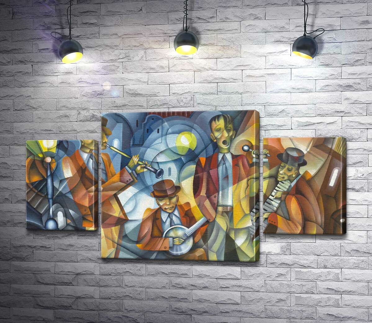 

Модульная картина ArtPoster Абстрактные силуэты музыкантов растворяются на фоне улицы 100x54 см Модуль №7