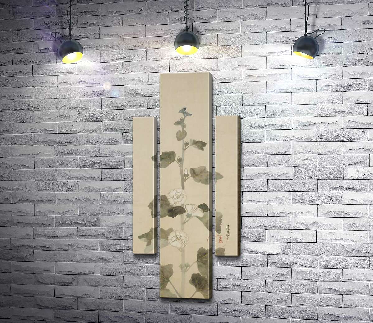 

Модульная картина ArtPoster Белые мальвы (White hollyhocks) – Огата Корин (Ogata Korin) 84x205 см Модуль №7