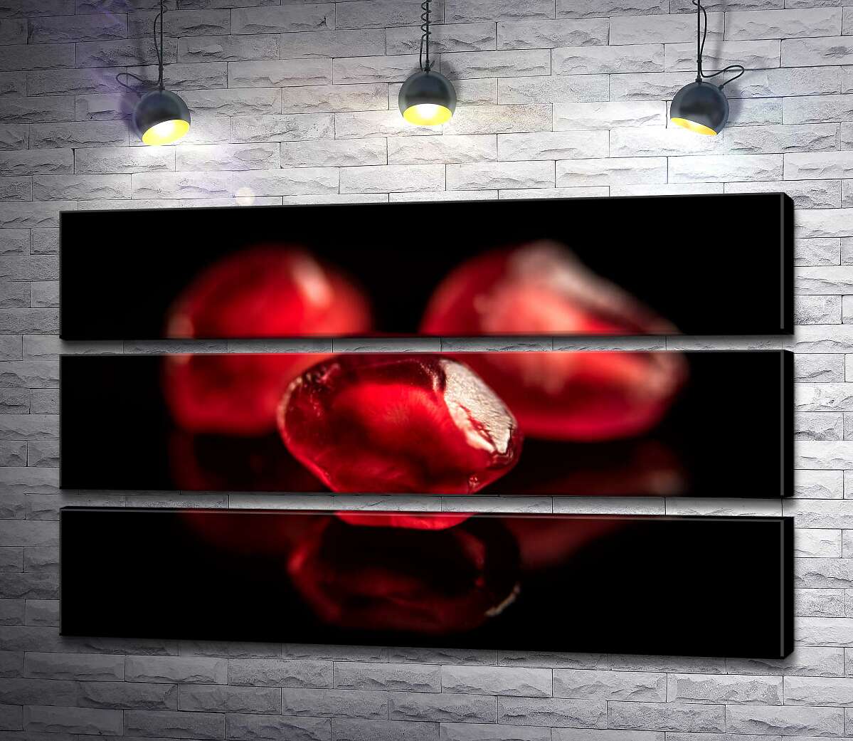 

Модульная картина ArtPoster Багровые косточки граната на черном стекле 100x60 см Модуль №13
