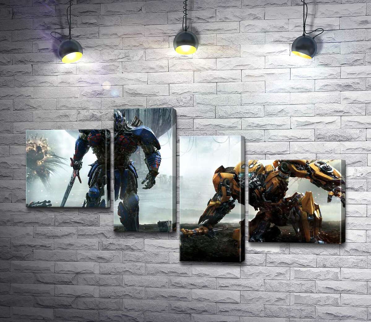 

Модульная картина ArtPoster Автоботы Оптимус Прайм (Optimus Prime) и Бамблби – герои фильма "Трансформеры" 100x57 см Модуль №20