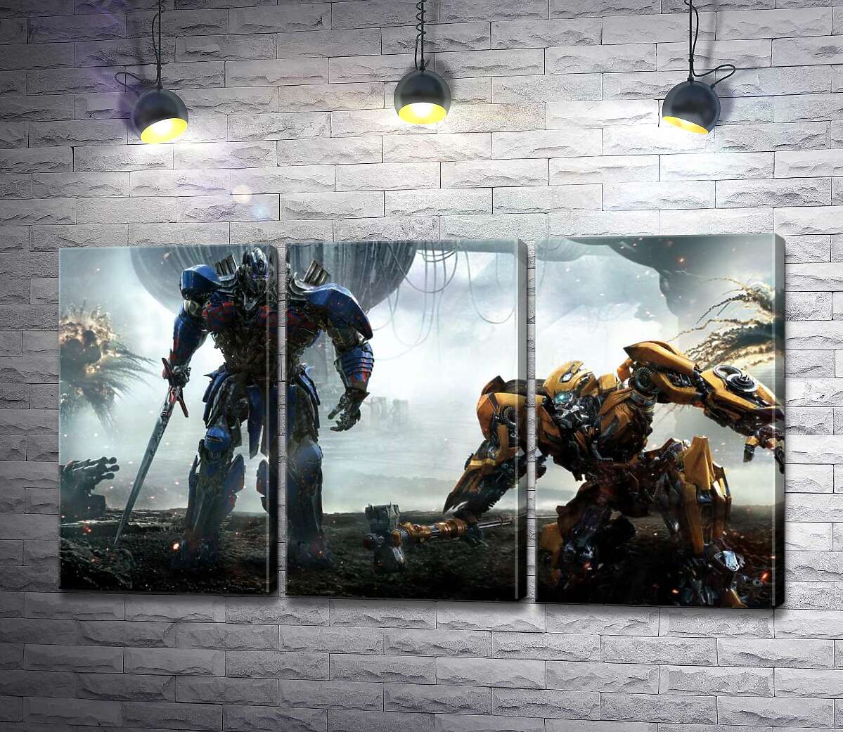 

Модульная картина ArtPoster Автоботы Оптимус Прайм (Optimus Prime) и Бамблби – герои фильма "Трансформеры" 102x56 см Модуль №11
