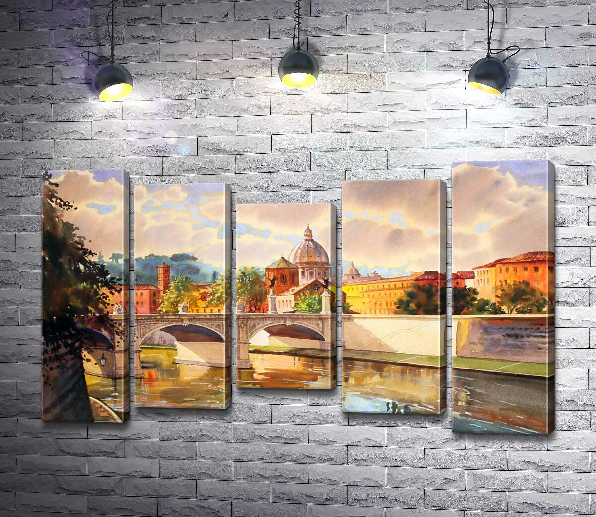 

Модульная картина ArtPoster Белоснежный мост святого Ангела (St. Angelo Bridge) над речкой Тибр 100x62 см Модуль №28