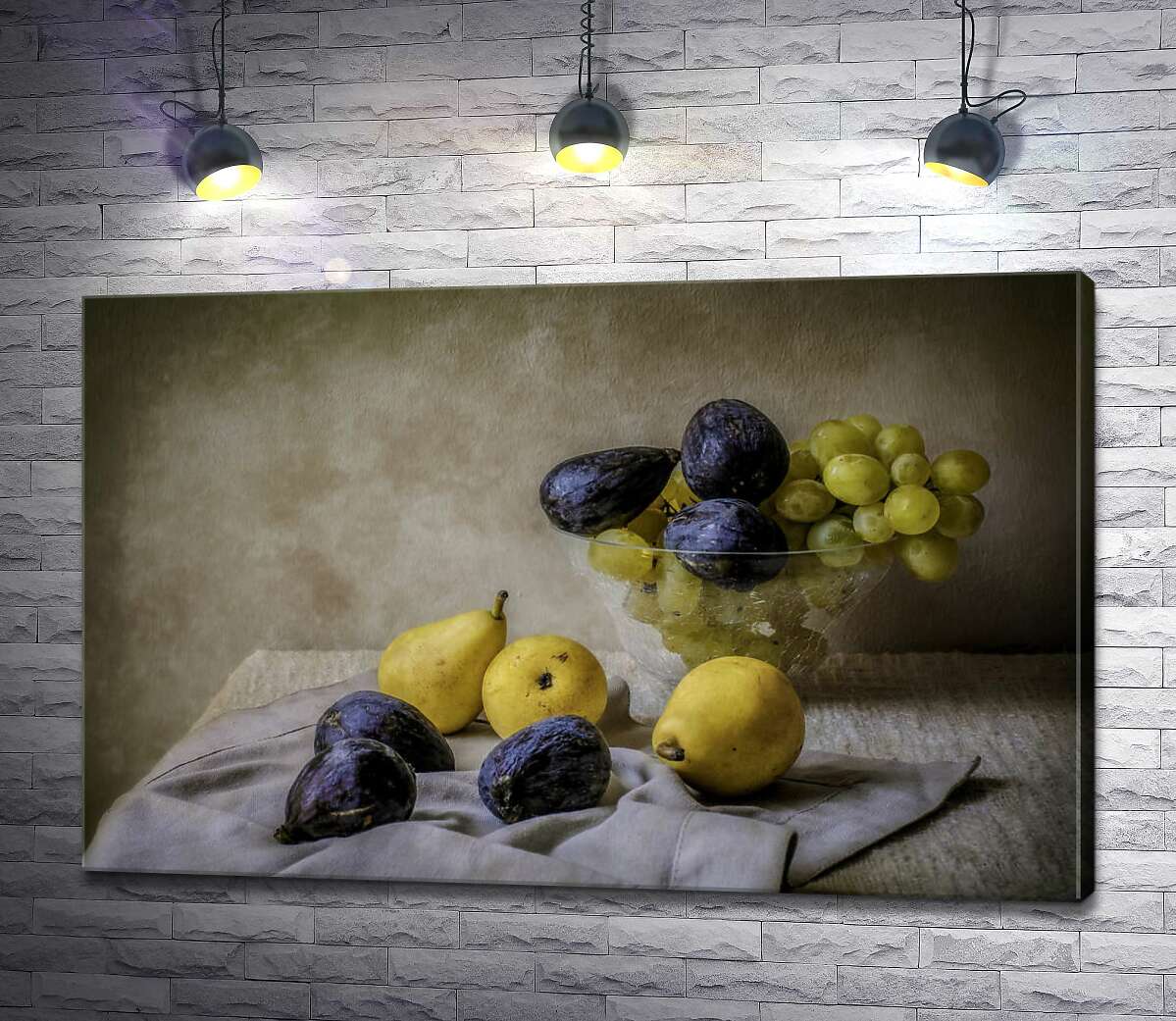 

Картина ArtPoster Фруктовый натюрморт из медовых груш, хрустящего винограда и мягкого инжира 130x83 см Модуль №1