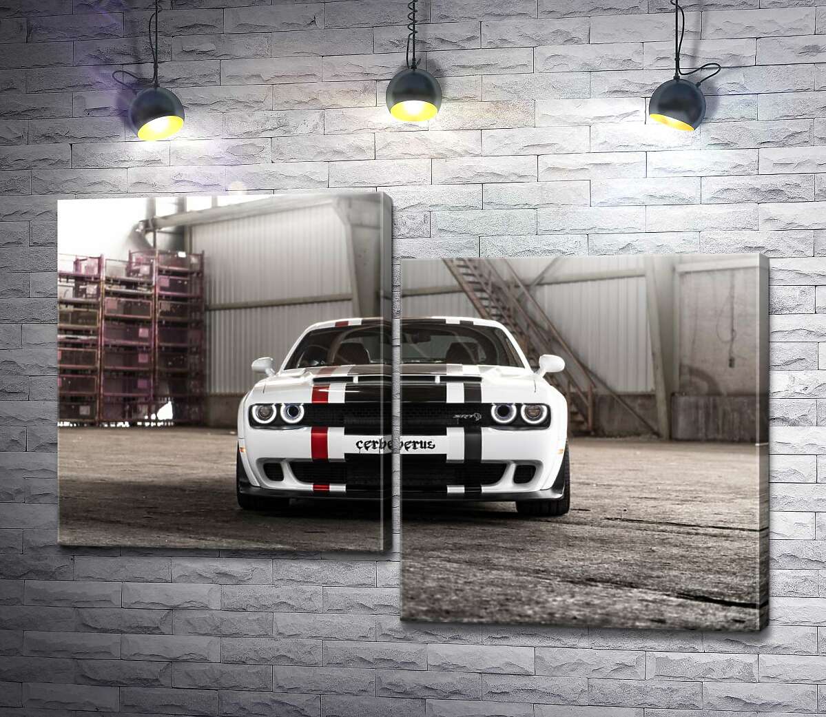 

Модульная картина ArtPoster Белая модель автомобиля Dodge Challenger Hellcat 100x68 см Модуль №5