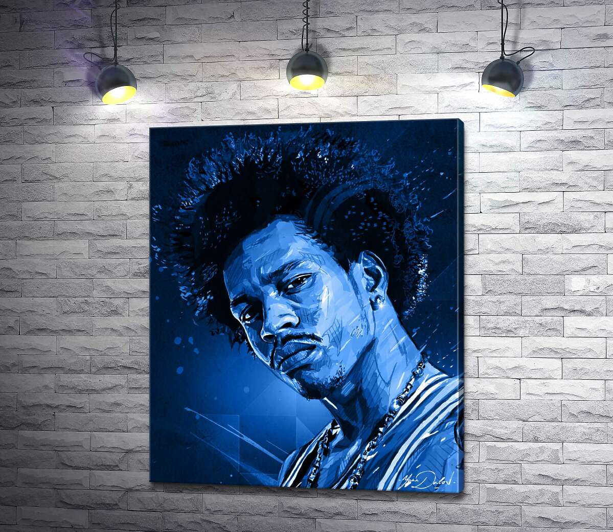 

Картина ArtPoster Синие оттенки портрета американского гитариста Джими Хендрикса (Jimi Hendrix) 100x123 см Модуль №1