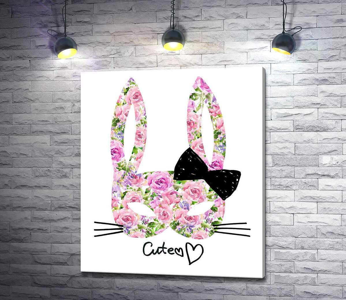 

Картина ArtPoster Розовая маска зайчика с надписью "cute" 100x118 см Модуль №1
