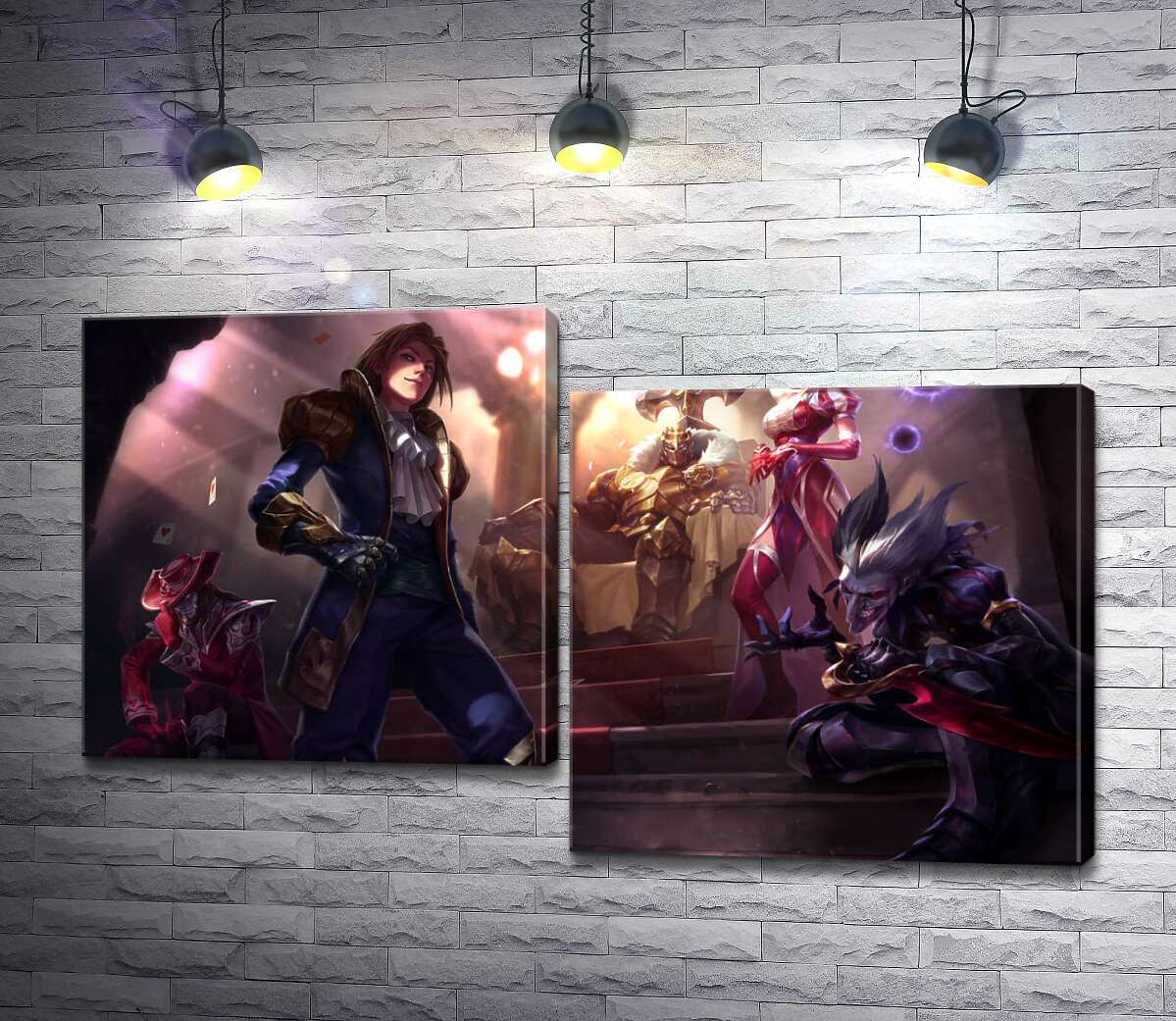 

Модульная картина ArtPoster Герои видеоигры League of legends: шут Шако , ведьма Синдра , исследователь Эзреаль , железный призрак Мордекайзер , мастер карт Твистед Фейт (Twisted Fate) 130x79 см Модуль №5