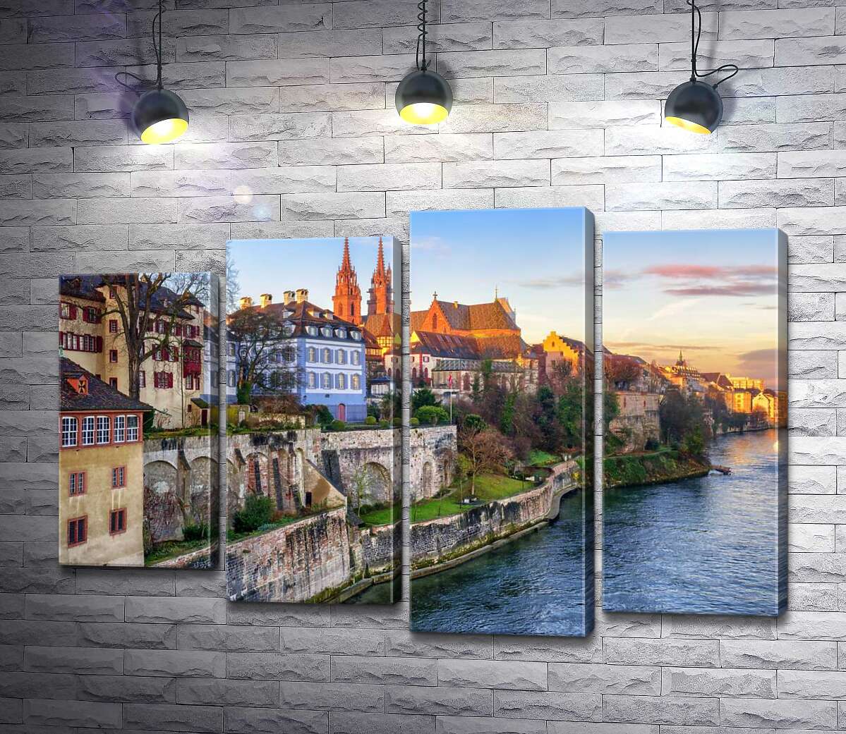 

Модульная картина ArtPoster Дыхание средневековья в городе Базель на берегу Реки Рейн 80x54 см Модуль №21