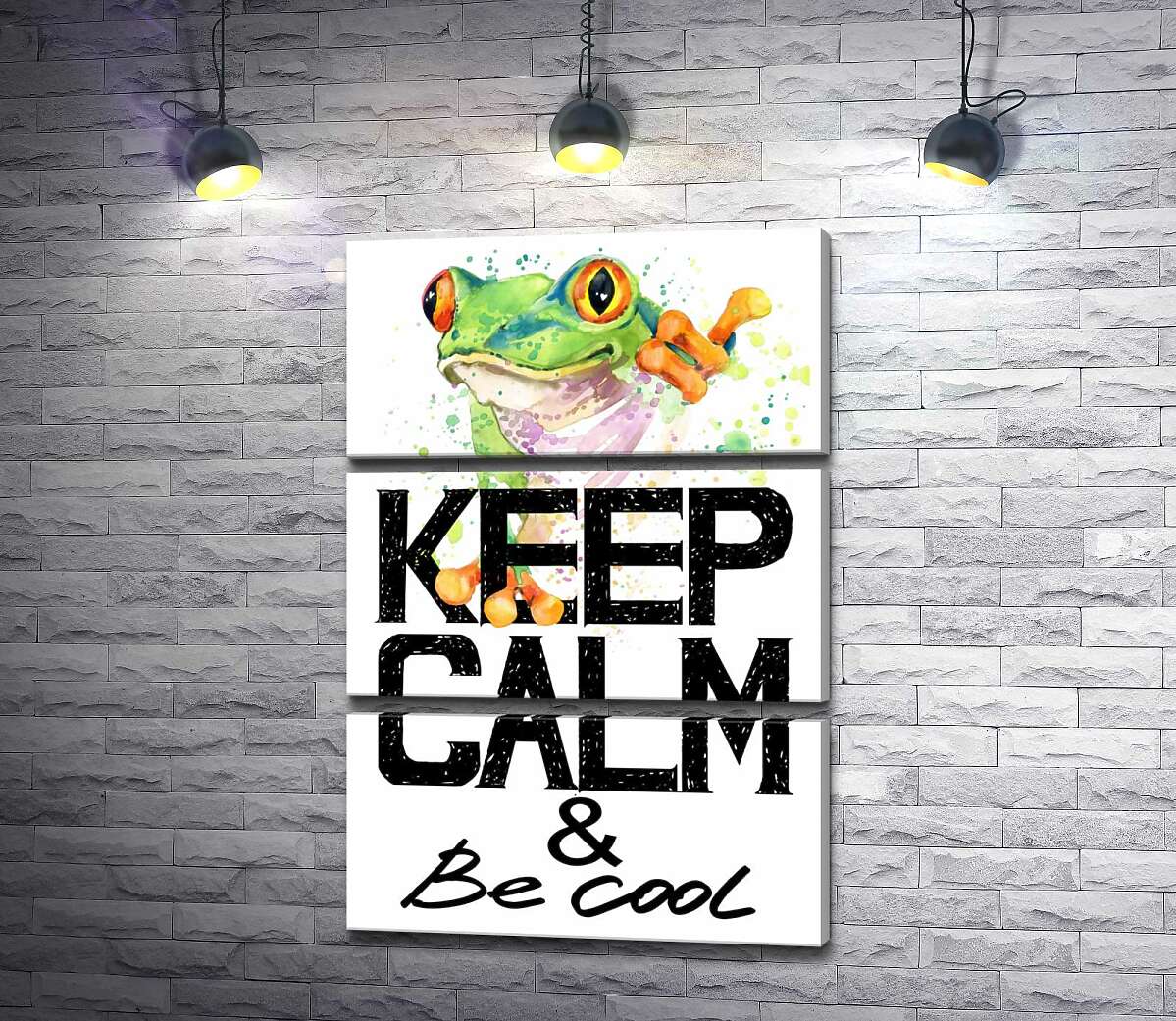 

Модульная картина ArtPoster Древесная лягушка за надписью "keep calm and be cool" 100x147 см Модуль №13
