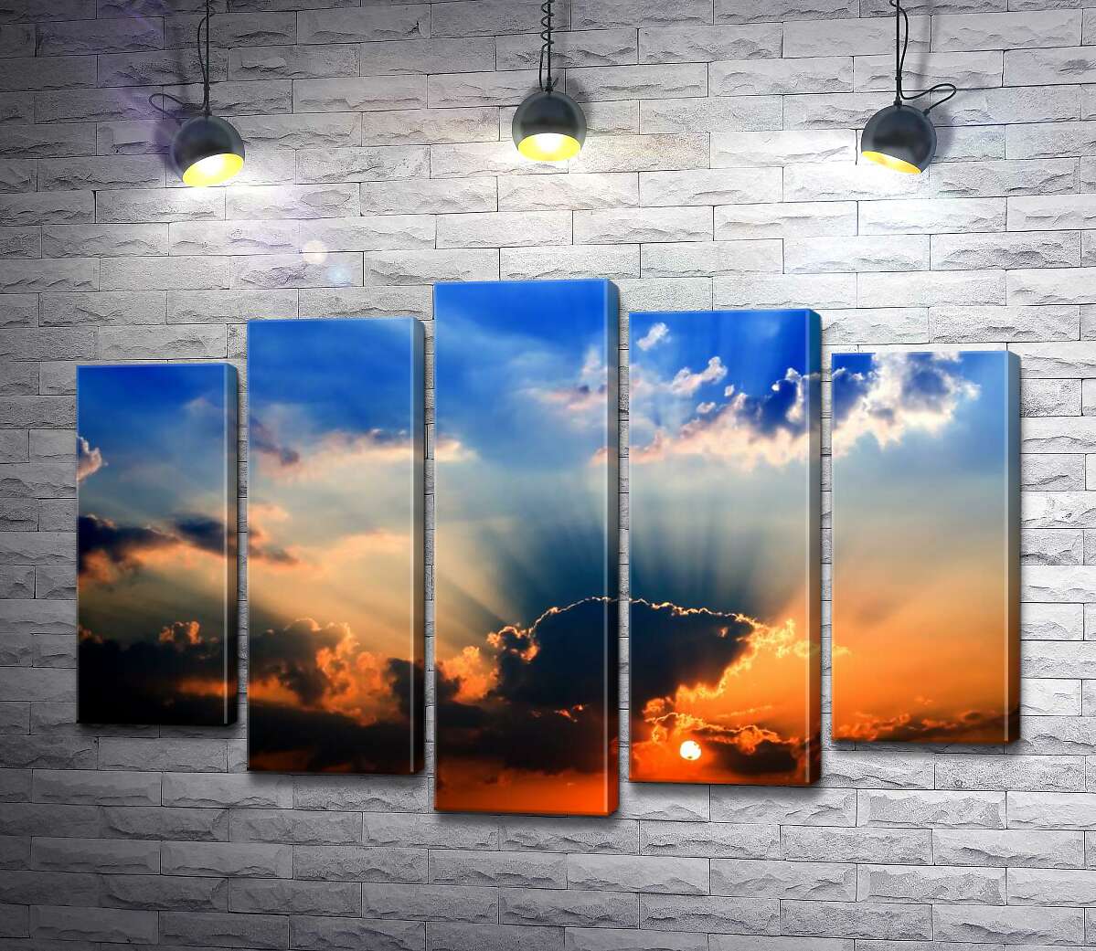 

Модульная картина ArtPoster Горячие лучи солнца пробиваются сквозь холодные облака 100x69 см Модуль №26