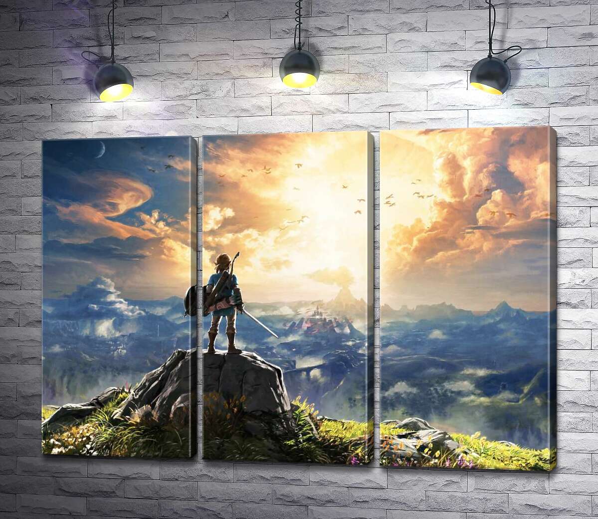 

Модульная картина ArtPoster Герой игры "The Legend of Zelda", Линк, смотрит на взрыв 132x94 см Модуль №11