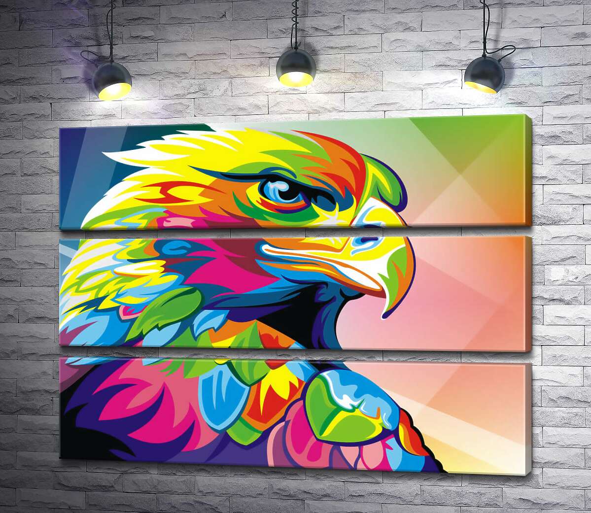 

Модульная картина ArtPoster Грозный взгляд орла среди красочного оперения 100x75 см Модуль №13